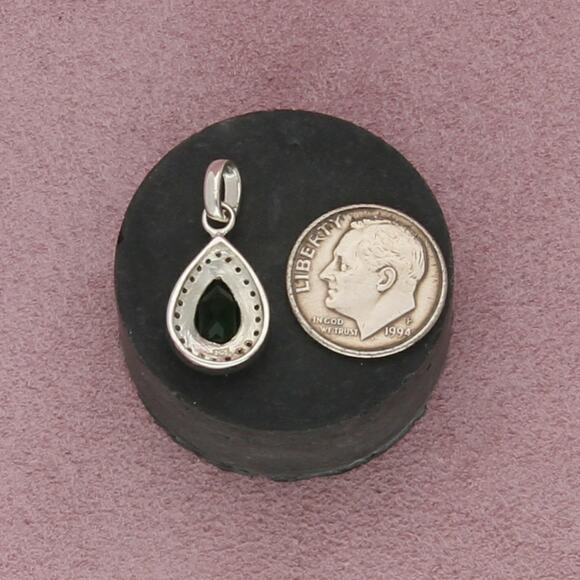 sterling silver chrome dopside & cz halo pendant - Picture 3 of 3